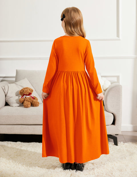 Arshiner Girls Maxi Dress Long Sleeve Casual Dress