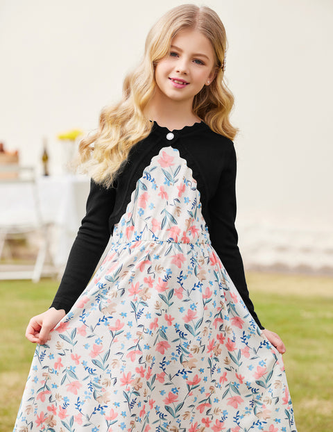 Arshiner Girls Open Front Bolero Shrug Kids Long Sleeve Cropped Cardigan