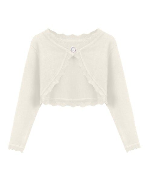 Arshiner Girls Open Front Bolero Shrug Kids Long Sleeve Cropped Cardigan