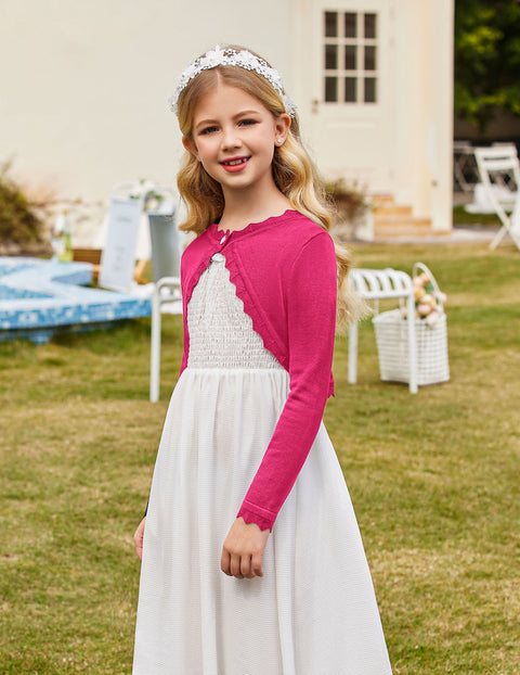 Arshiner Girls Open Front Bolero Shrug Kids Long Sleeve Cropped Cardigan