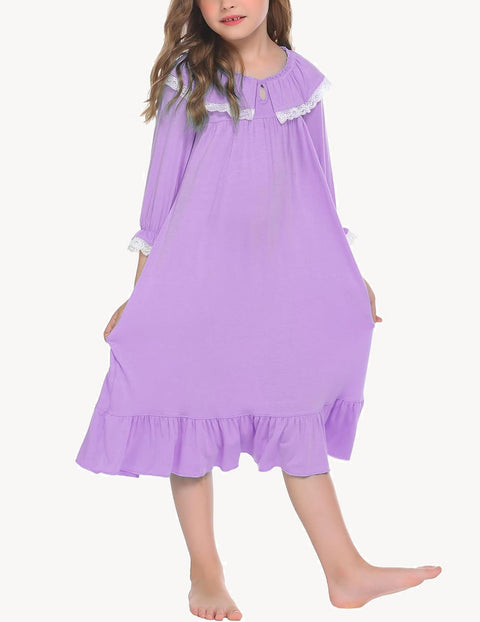 Girl's Soft Princess Nightgowns Sleep Shirt Dress