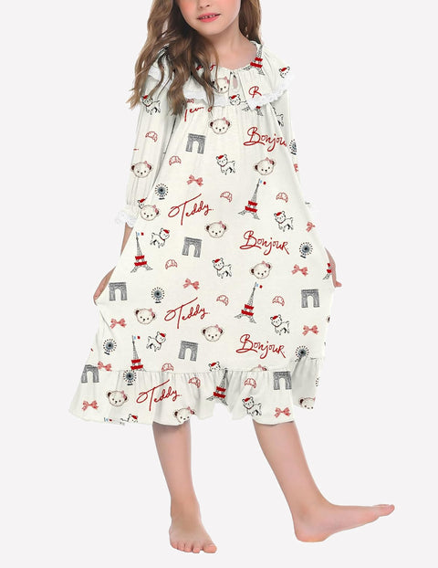 Girl's Soft Princess Nightgowns Sleep Shirt Dress