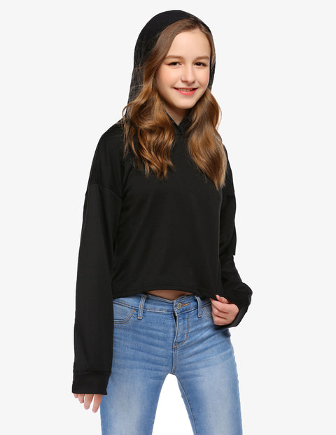 Arshiner Girls Crop Tops Tie-Dye Hoodies Kids Long Sleeve Sweatshirts