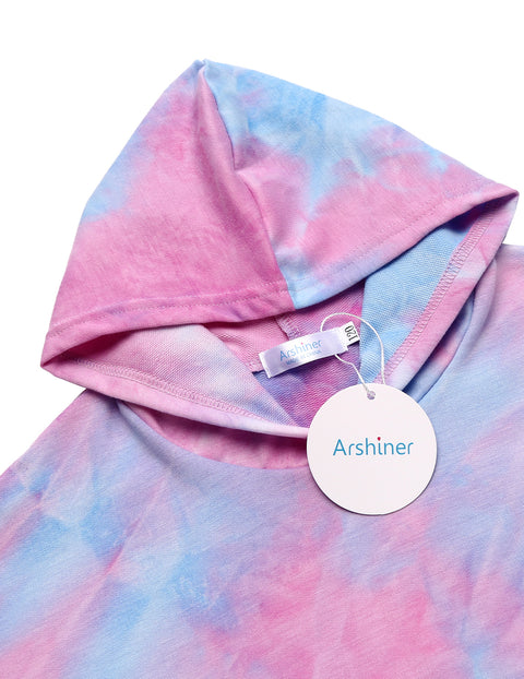 Arshiner Girls Crop Tops Tie-Dye Hoodies Kids Long Sleeve Sweatshirts