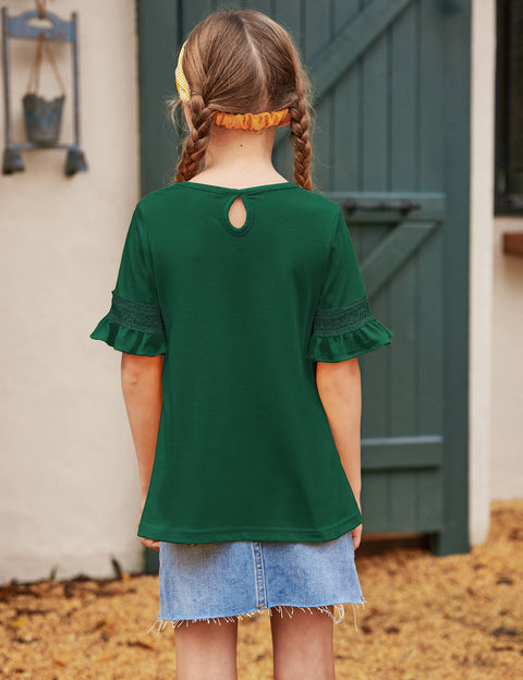 Arshiner Girls T-Shirt Kids Tunic Tops Lace Short Sleeve Loose Soft Blouse