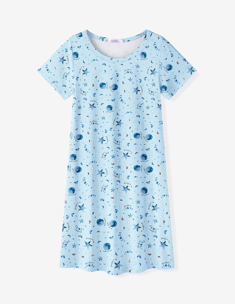 Arshiner Girls Nightgowns Short Sleeve Cartoon Pajama Dress