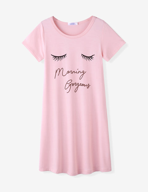 Arshiner Girls Nightgowns Short Sleeve Cartoon Pajama Dress