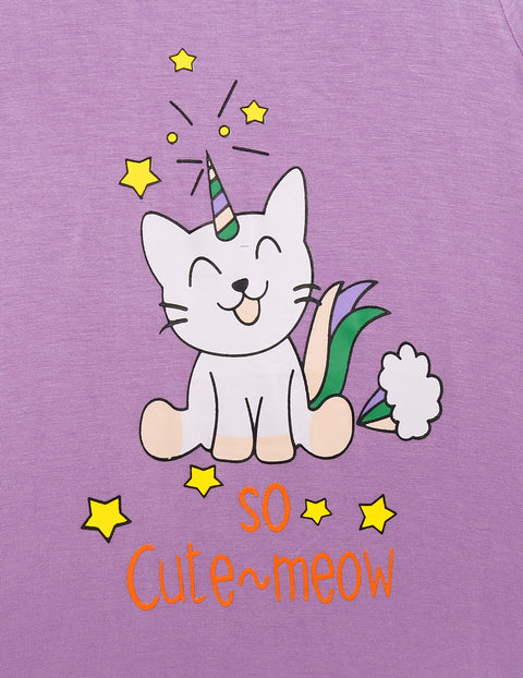 Arshiner Girls Nightgowns Short Sleeve Cartoon Pajama Dress