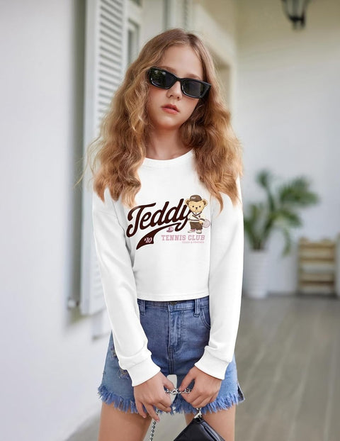 Arshiner Girls Crop Tops Kids Long Sleeve Pullover Sweatshirts