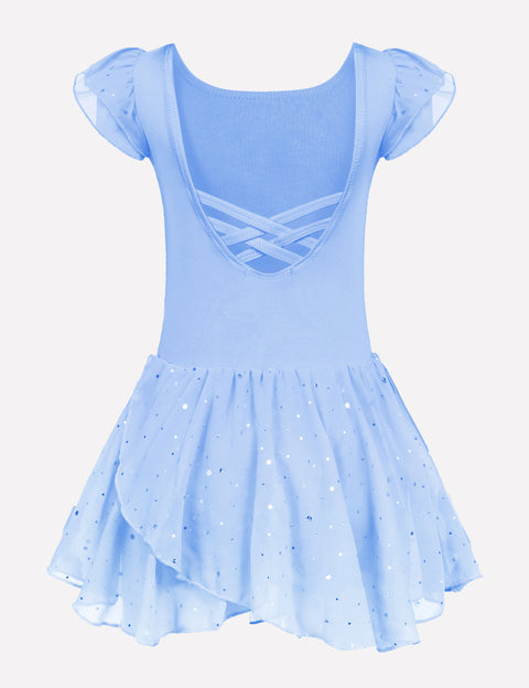 Arshiner Girls Ruffle Sleeve Ballet Dance Dress Tutu Skirted Leotard