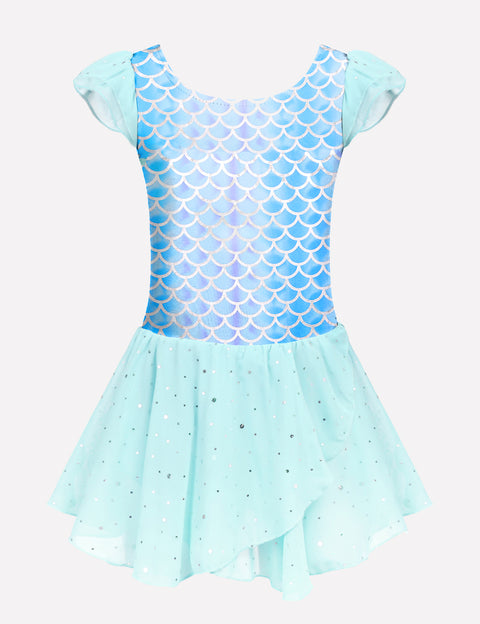 Arshiner Girls Ruffle Sleeve Ballet Dance Dress Tutu Skirted Leotard