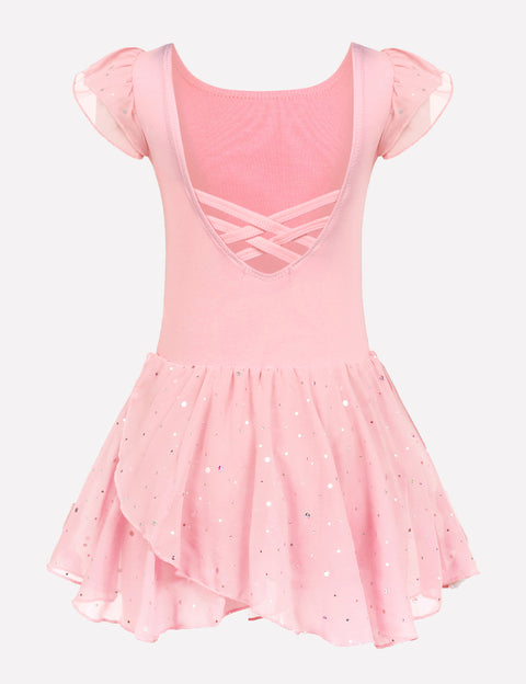 Arshiner Girls Ruffle Sleeve Ballet Dance Dress Tutu Skirted Leotard