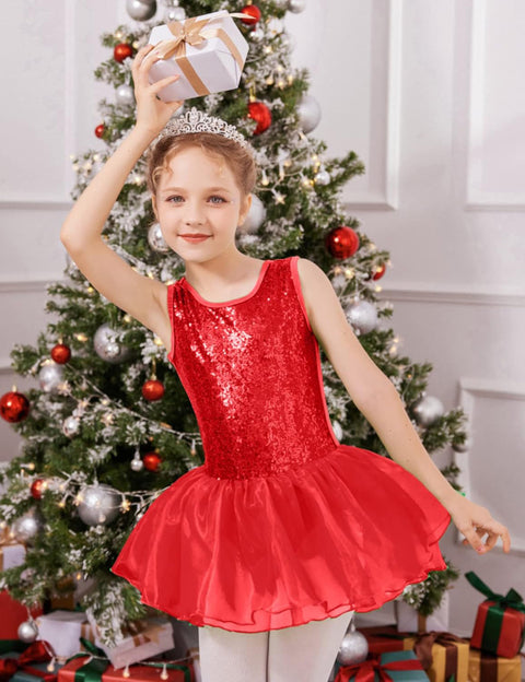 Arshiner Girls Dance Tutu Dress Sparkly Sequin Ballet Cross Back Dresses