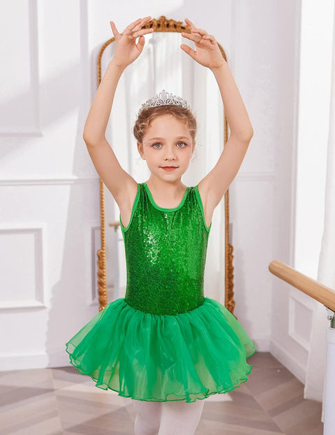 Arshiner Girls Dance Tutu Dress Sparkly Sequin Ballet Cross Back Dresses