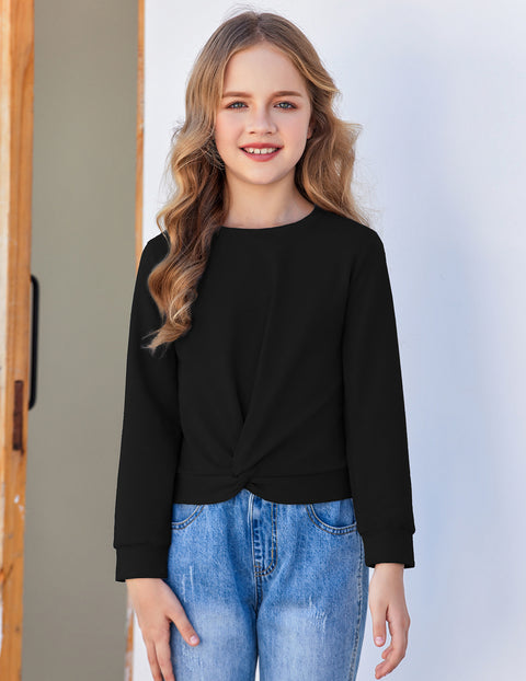 Arshiner Girls Casual Twist Front Lightweight Sweatshirt