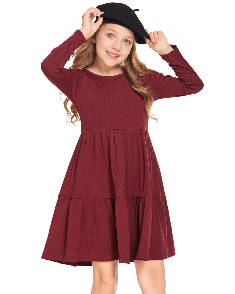 Arshiner Girls Sweater Dress Long Sleeve Knit Swing Fall Tiered Dresses