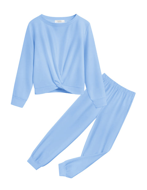 Arshiner Girls 2 Piece Outfits Fashion Twist Front Tracksuit Jogger set
