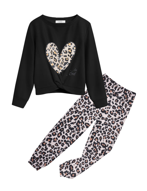 Arshiner Girls 2 Piece Outfits Fashion Twist Front Tracksuit Jogger set