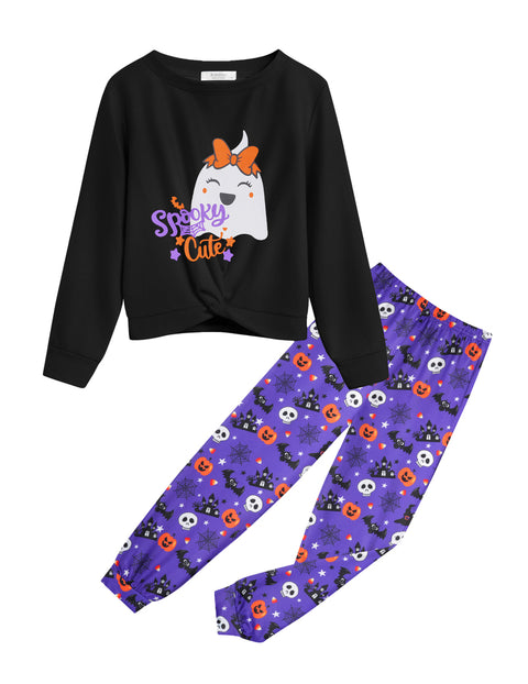 Arshiner Girls 2 Piece Outfits Fashion Twist Front Tracksuit Jogger set