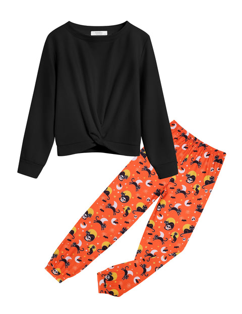 Arshiner Girls 2 Piece Outfits Fashion Twist Front Tracksuit Jogger set