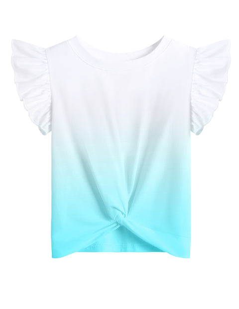 Arshiner Girls Shirt Flying Short Sleeve Twist Front Summer Blouses