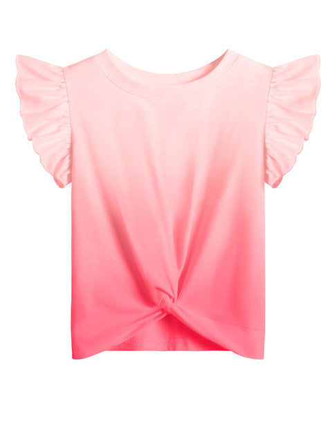Arshiner Girls Shirt Flying Short Sleeve Twist Front Summer Blouses