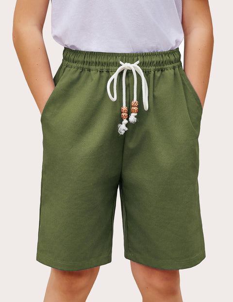 Arshiner Boys Cotton Linen Shorts Shorts Elastic Waist Drawstring Shorts