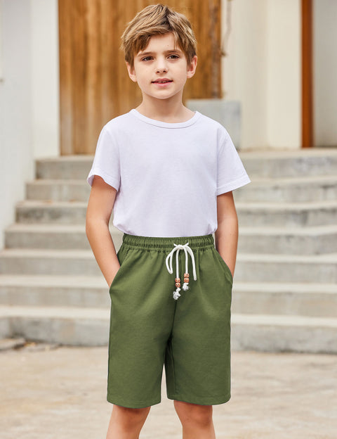 Arshiner Boys Cotton Linen Shorts Shorts Elastic Waist Drawstring Shorts