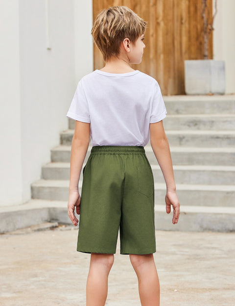 Arshiner Boys Cotton Linen Shorts Shorts Elastic Waist Drawstring Shorts