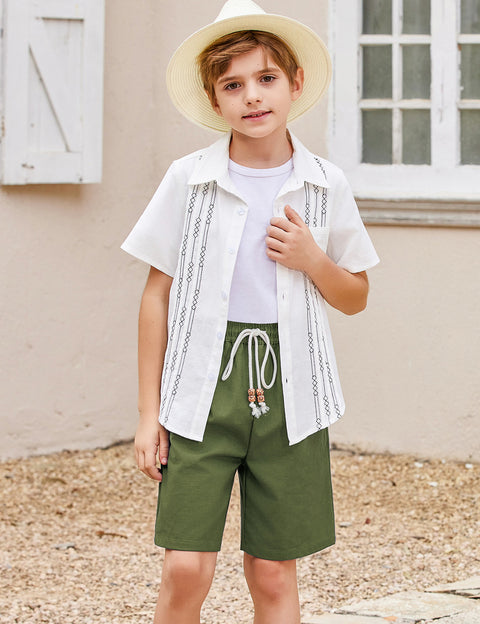 Arshiner Boys Cotton Linen Shorts Shorts Elastic Waist Drawstring Shorts