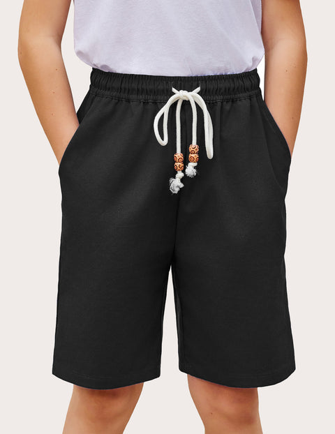 Arshiner Boys Cotton Linen Shorts Shorts Elastic Waist Drawstring Shorts