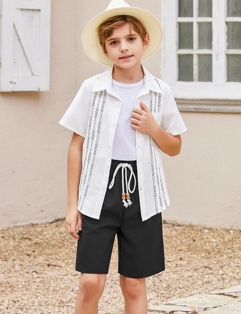 Arshiner Boys Cotton Linen Shorts Shorts Elastic Waist Drawstring Shorts