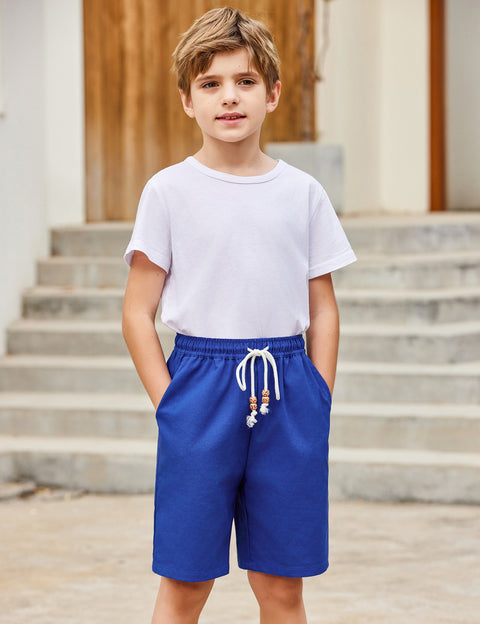 Arshiner Boys Cotton Linen Shorts Shorts Elastic Waist Drawstring Shorts