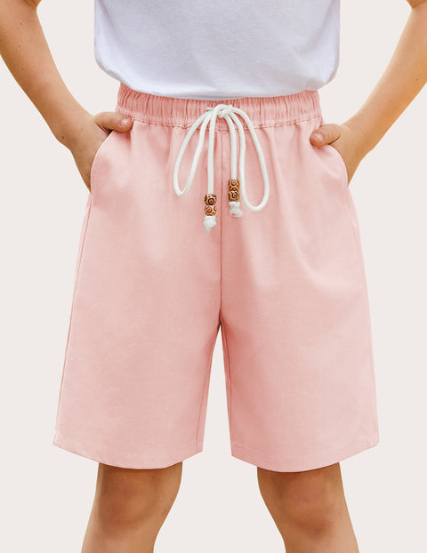 Arshiner Boys Cotton Linen Shorts Shorts Elastic Waist Drawstring Shorts