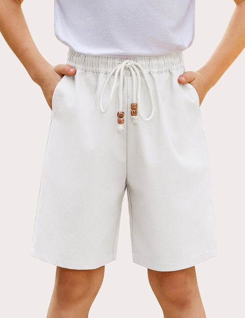 Arshiner Boys Cotton Linen Shorts Shorts Elastic Waist Drawstring Shorts