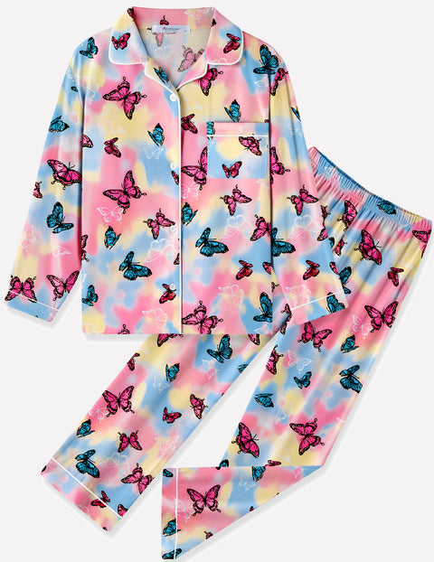 Arshiner Pajamas Set for Girls Plaid Long Sleeve Lounge Set