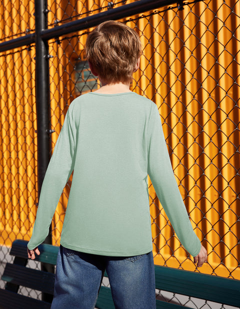Arshiner Kids Boys Henley Shirts Cotton Long Sleeve T-Shirts Color Block Tee