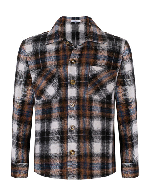 Arshiner Boys Flannel Shirts Kids Button Down Plaid Shirt