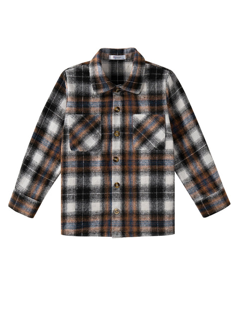 Arshiner Boys Flannel Shirts Kids Button Down Plaid Shirt