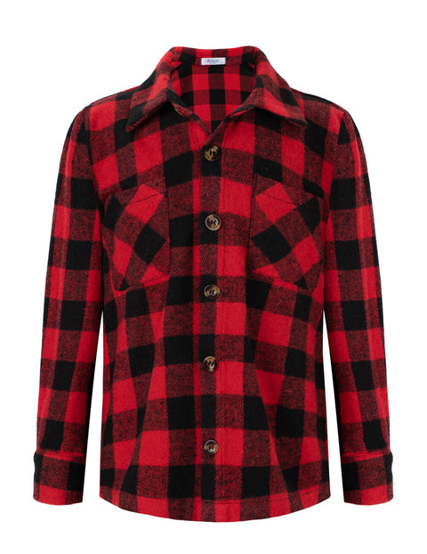 Arshiner Boys Flannel Shirts Kids Button Down Plaid Shirt