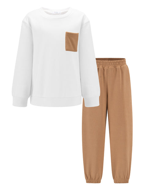 Arshiner Boys Fleece Colorblock Sweatshirt & Pants Outfit Set (2T - 7-8)