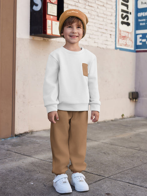 Arshiner Boys Fleece Colorblock Sweatshirt & Pants Outfit Set (2T - 7-8)