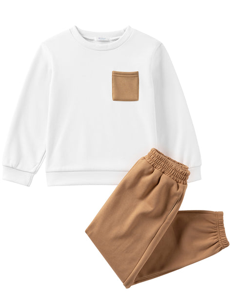Arshiner Boys Fleece Colorblock Sweatshirt & Pants Outfit Set (2T - 7-8)