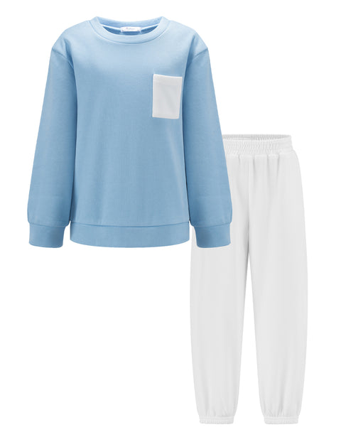 Arshiner Boys Fleece Colorblock Sweatshirt & Pants Outfit Set (2T - 7-8)