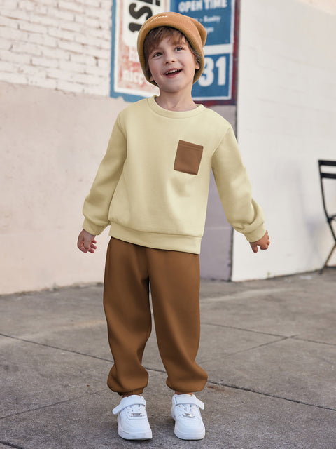 Arshiner Boys Fleece Colorblock Sweatshirt & Pants Outfit Set (2T - 7-8)