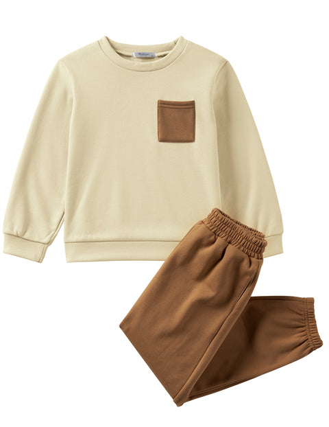 Arshiner Boys Fleece Colorblock Sweatshirt & Pants Outfit Set (2T - 7-8)