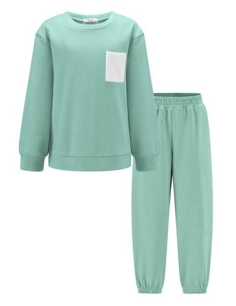 Arshiner Boys Fleece Colorblock Sweatshirt & Pants Outfit Set (2T - 7-8)