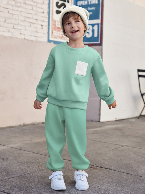 Arshiner Boys Fleece Colorblock Sweatshirt & Pants Outfit Set (2T - 7-8)