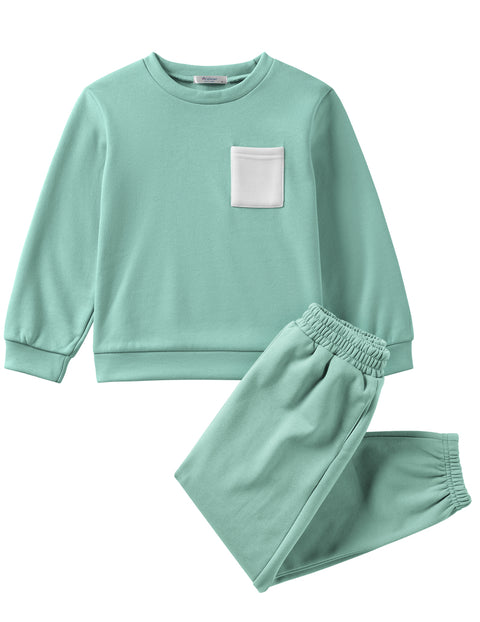 Arshiner Boys Fleece Colorblock Sweatshirt & Pants Outfit Set (2T - 7-8)