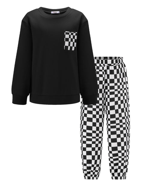 Arshiner Boys Fleece Colorblock Sweatshirt & Pants Outfit Set (2T - 7-8)